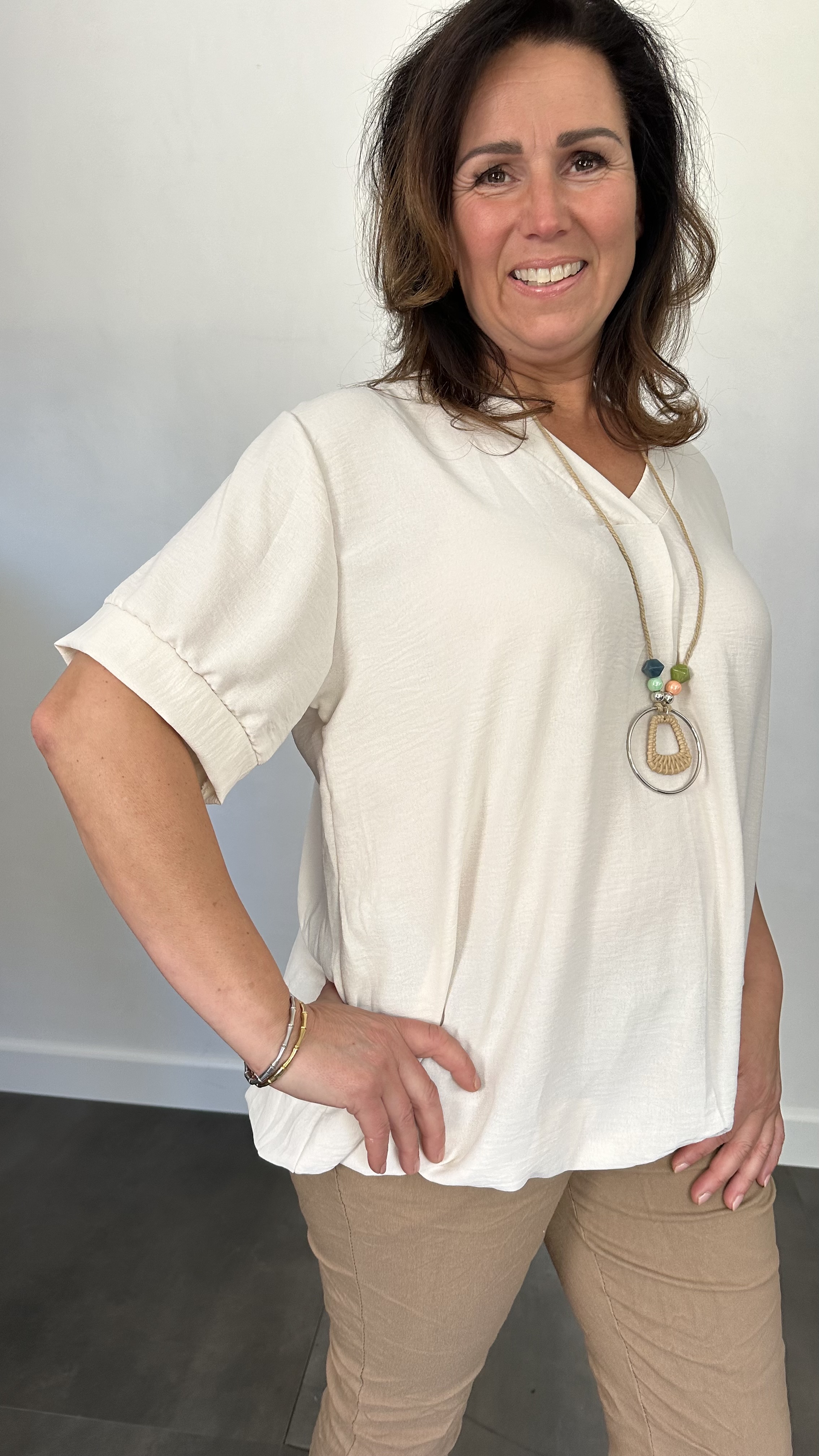 Top Maya korte mouw +SIZE beige