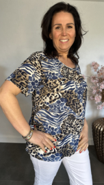 Ballon shirt met elastiek Animal mix marine /zand