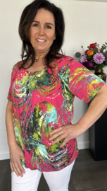 Ballon shirt met elastiek tornado fuchsia (+size)