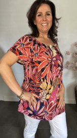Shirt met koord travel New Leaves fuchsia