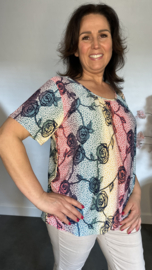 Ballon shirt met elastiek Coloured Roses