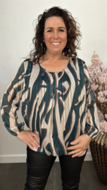 Ballon blouse Claudia met strass Petrol