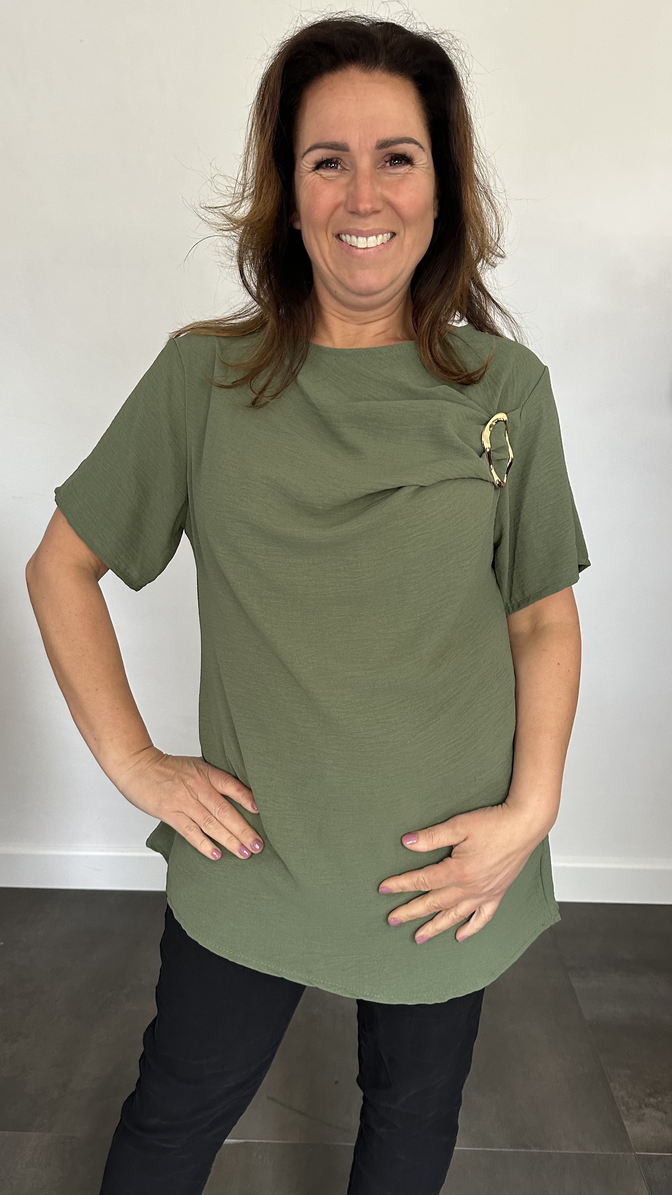 Crepe shirt met gesp army