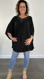 Tuniek/ blouse chantal met kant zwart + SIZE SALE