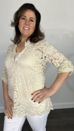 Kanten blouse Kyra 2-delig zand