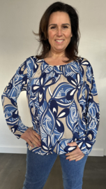 Ballon shirt met elastiek april blauw
