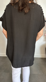 Shirt Nora kant +ketting Zwart