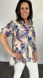 Blouse  Kristel met pofmouw blauw