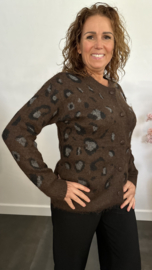 Gebreid vest Panter Bruin