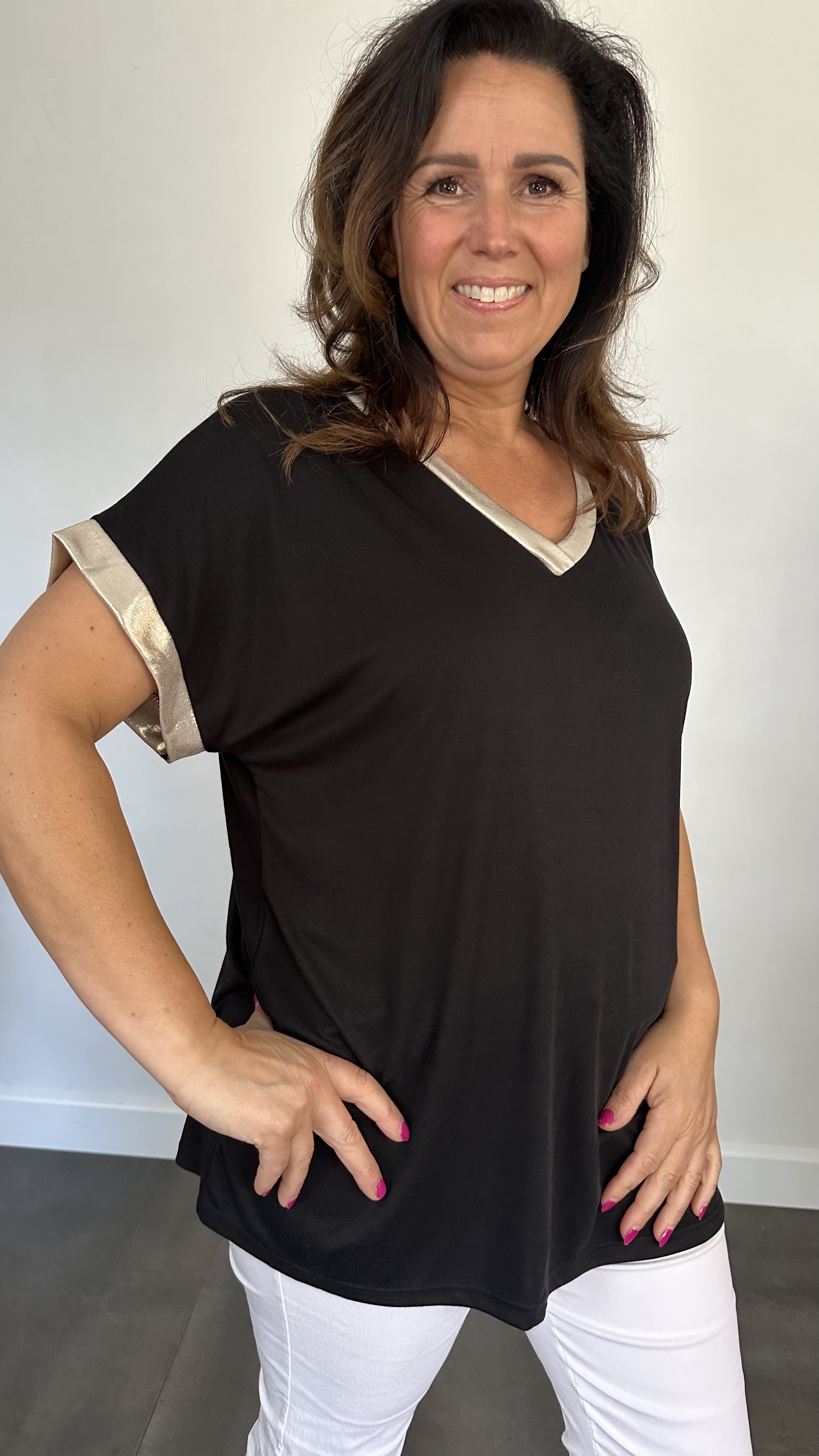 Shirt Milou goud/zwart