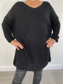 Grof gebreide oversized trui zwart
