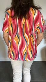 Ballon shirt met elastiek Wavey fuchsia