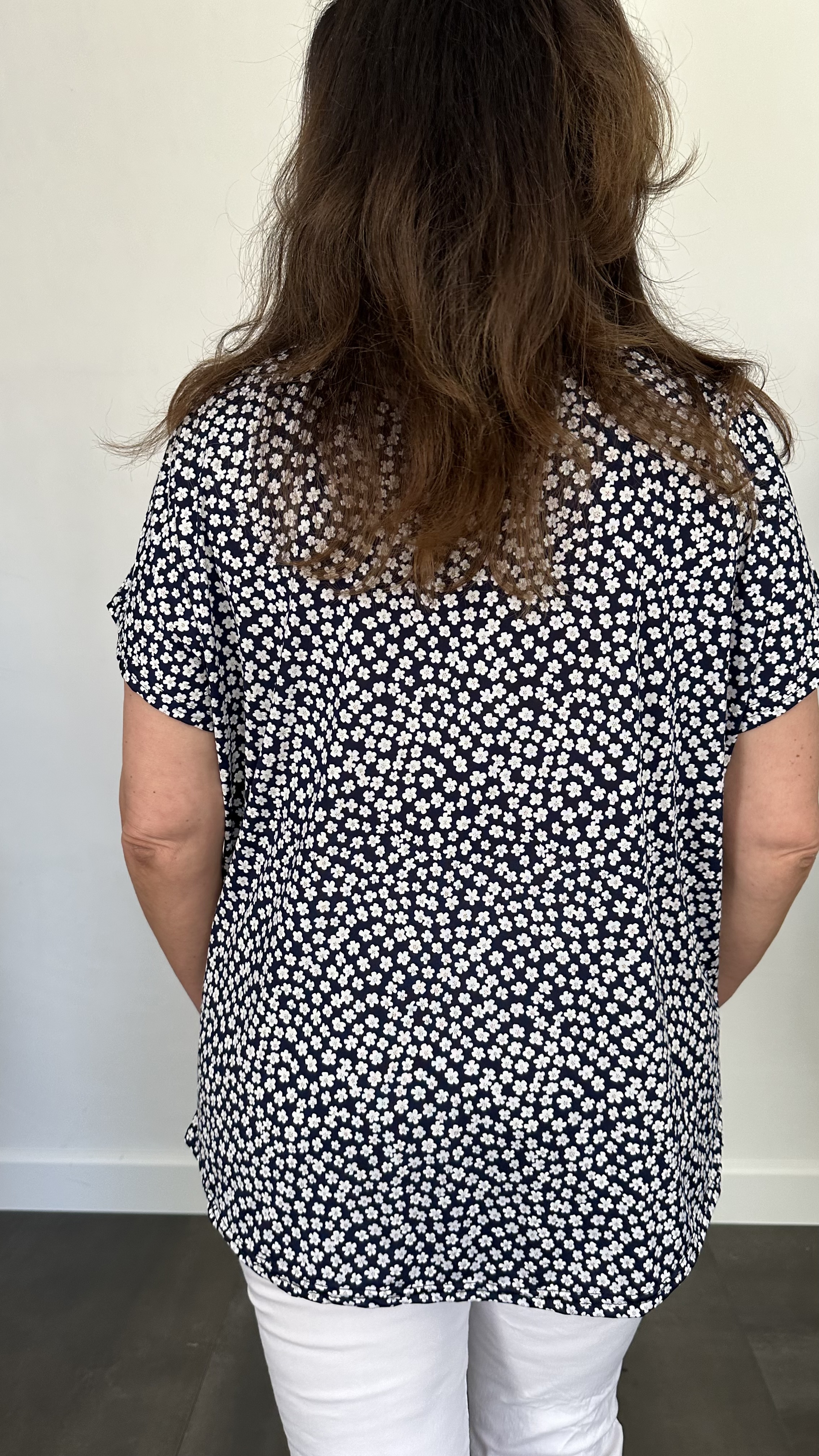 Shirt Zipp petit flowers marine