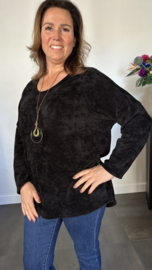 Baby rib sweater met ketting zwart