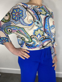 Voile top met knoop cashmere cobalt SALE