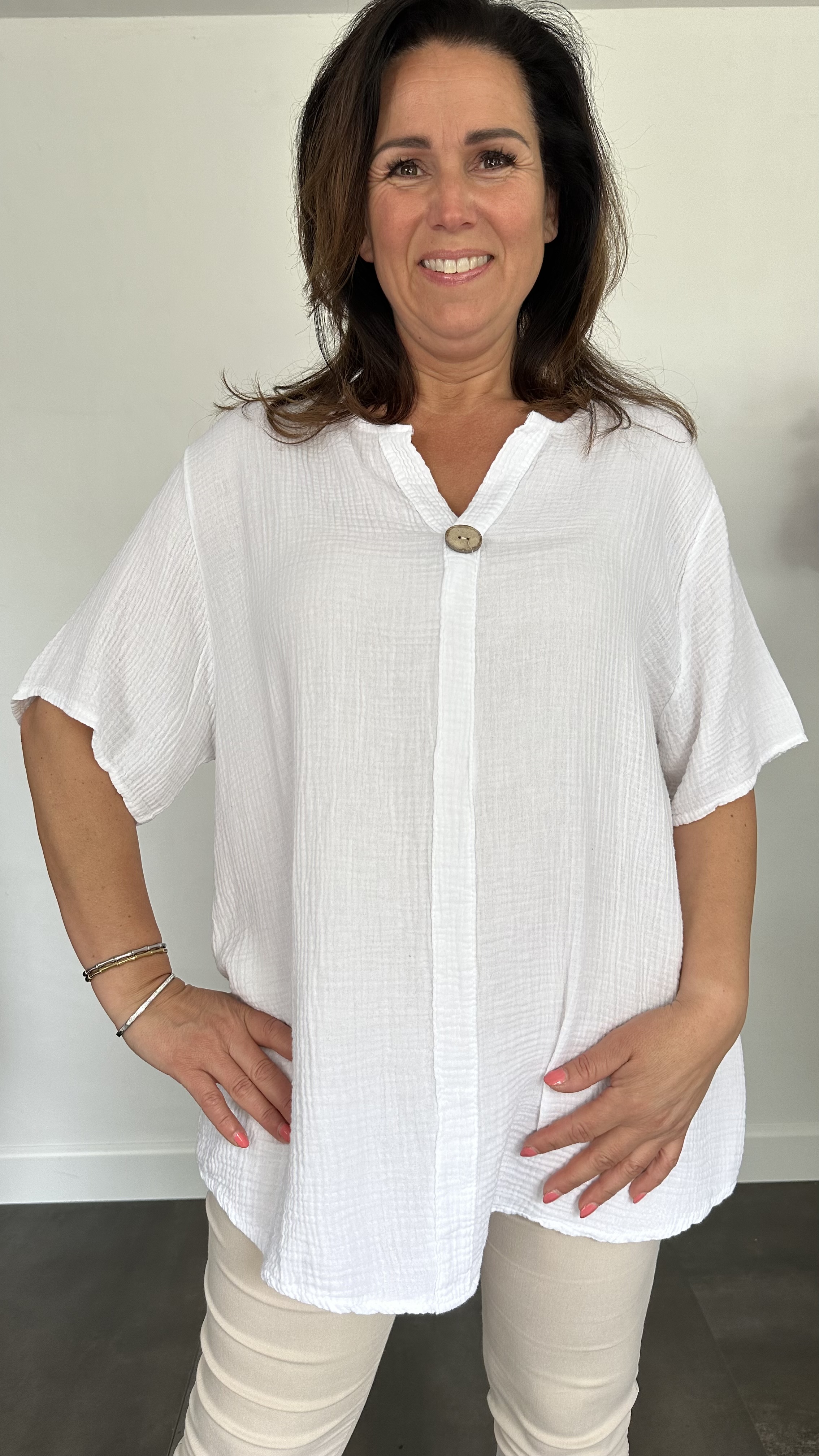 Shirt Vera met kant +SIZE wit