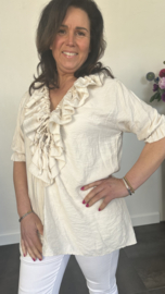 Blouse met ruche Sara zand
