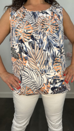 Ballon top Exotic palm marine/peach