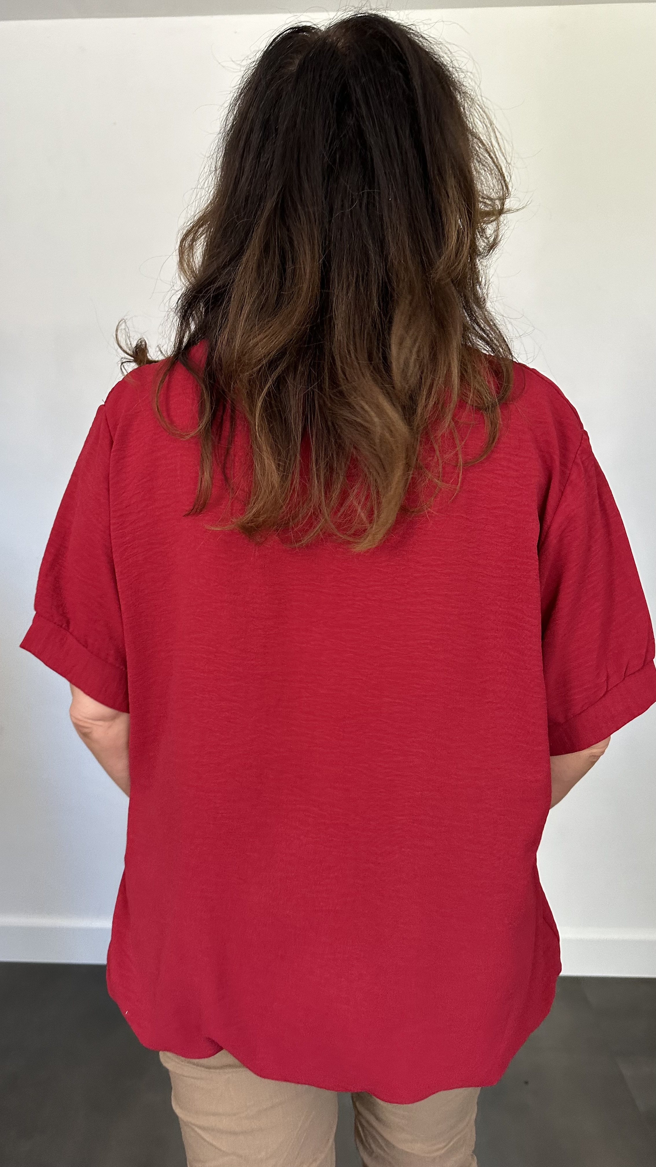 Top Maya korte mouw +SIZE bordeaux