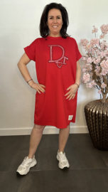 Sweaterdress Dianne bling Rood