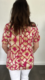 Ballon shirt met elastiek inca fuchsia (+size)