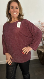 Top Lucy zilver sparkle Bordeaux