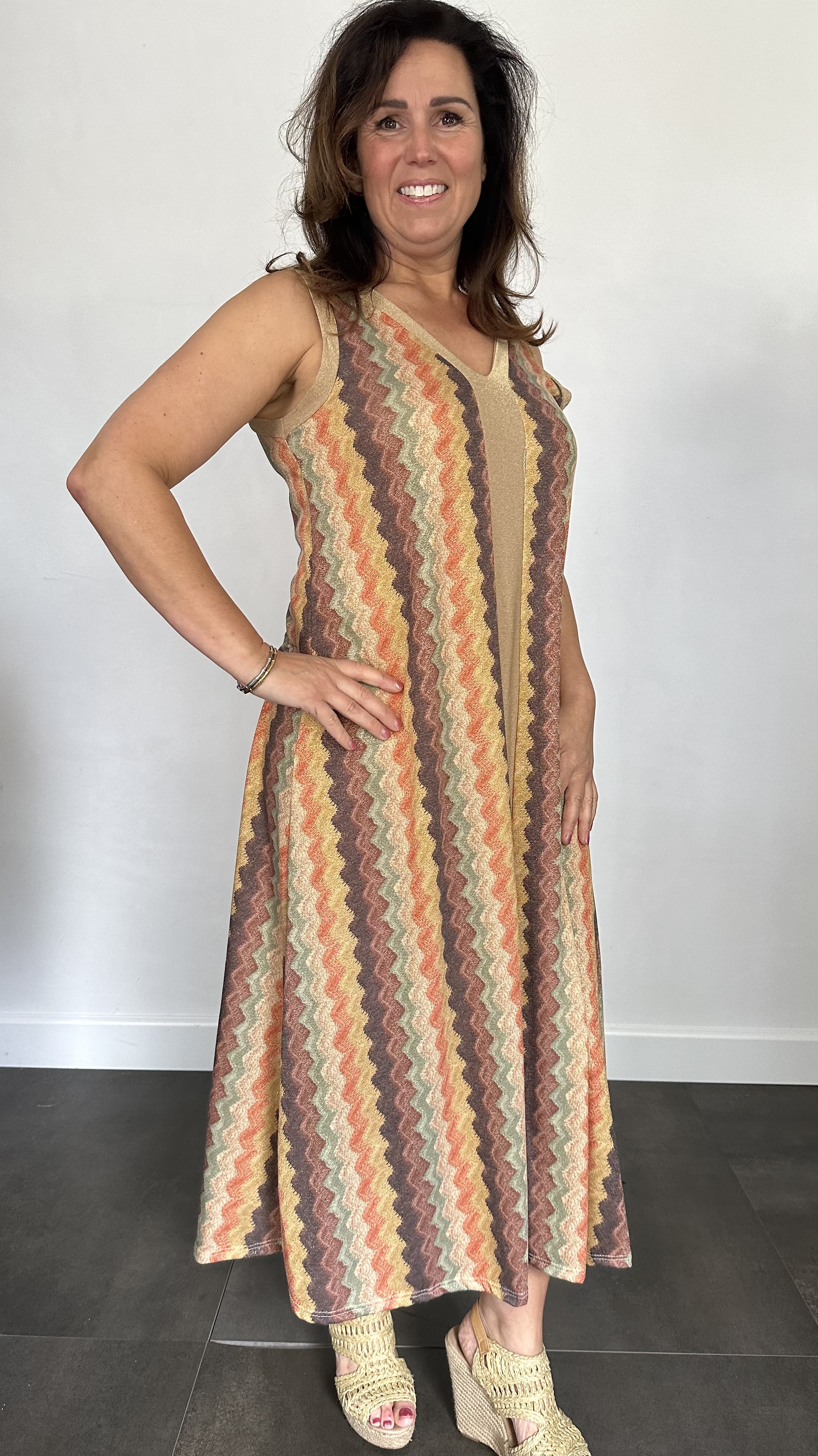 Jurk Vianna oranje /bruin
