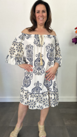 Jurk Bianca lily/flower marine +SIZE