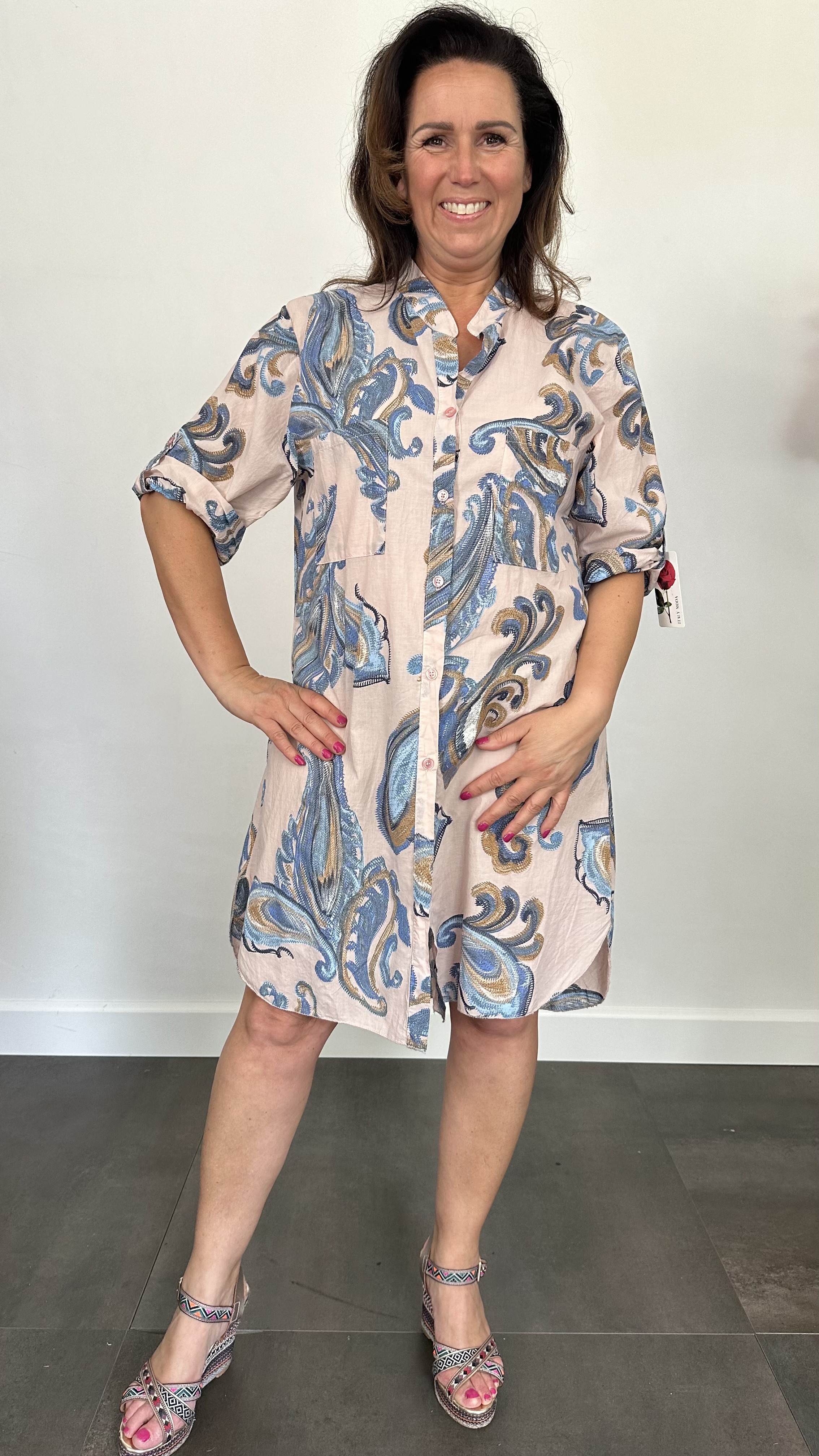 Blouse/jurk Sanne paisley roze