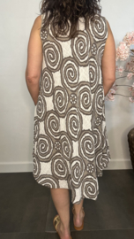 Linnenlook jurk Lenny-Cirkels taupe