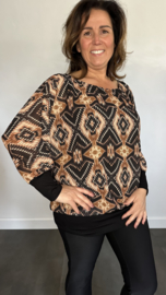 Blouse met boord aztec zwart