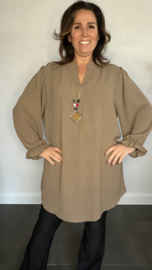 Tuniek Maya lange mouw +SIZE taupe