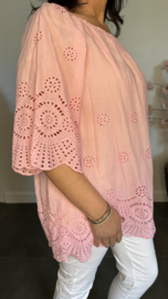Broderie top Aurora pink