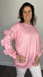 Sweater met strikken op de mouw +SIZE pink