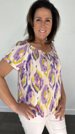 Shirt met elastiek paint lila