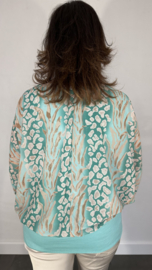 Blouse met boord panter tijger mint