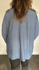 Trui Roos met pareltjes jeans blauw