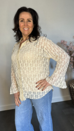Kanten blouse Tara met stretch Zand