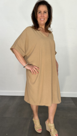 Jurk Bella crepe camel +SIZE