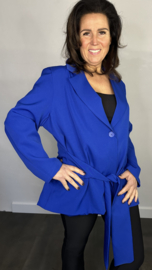 Blazer met strik +SIZE kobalt SALE