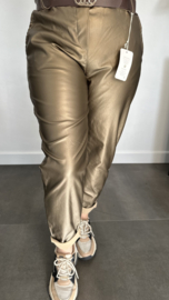 Lederlook broek met riem Brons