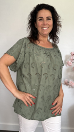 Broderie blouse Olivia Army