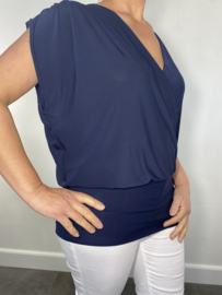 Overslag top met elastische boord korte mouw marine