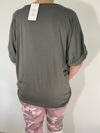 T-shirt met knoop d. grijs