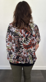 Blouse met boord fairy flower zwart