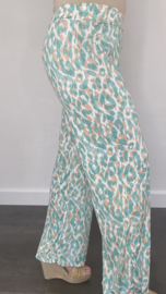 Broek met wijde pijp panter mint SALE