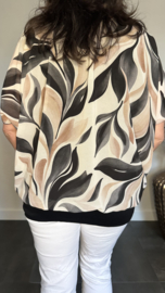 Blouse met boord Leaves zwart