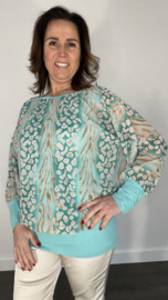 Blouse met boord panter tijger mint