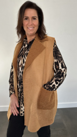Suedine/ teddy bodywarmer cognac