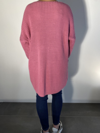Grof gebreide oversized trui oud roze